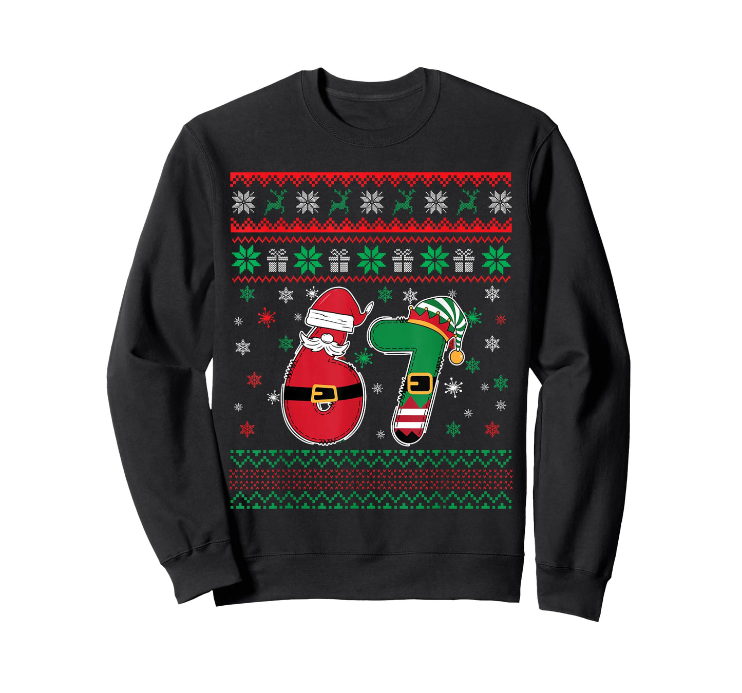 Funny 67 Six Seven Meme Couple Pajamas Matching Christmas T-Shirt
