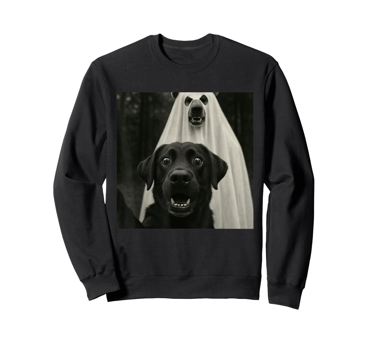 Halloween Selfie Black Lab with Bear Ghost Costume Meme T-Shirt