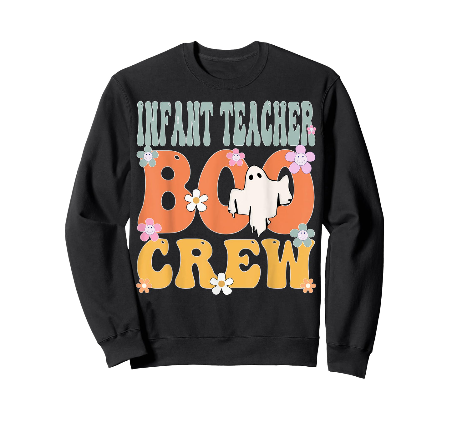 Infant Teacher Boo Crew Ghost Groovy Halloween For Women T-Shirt