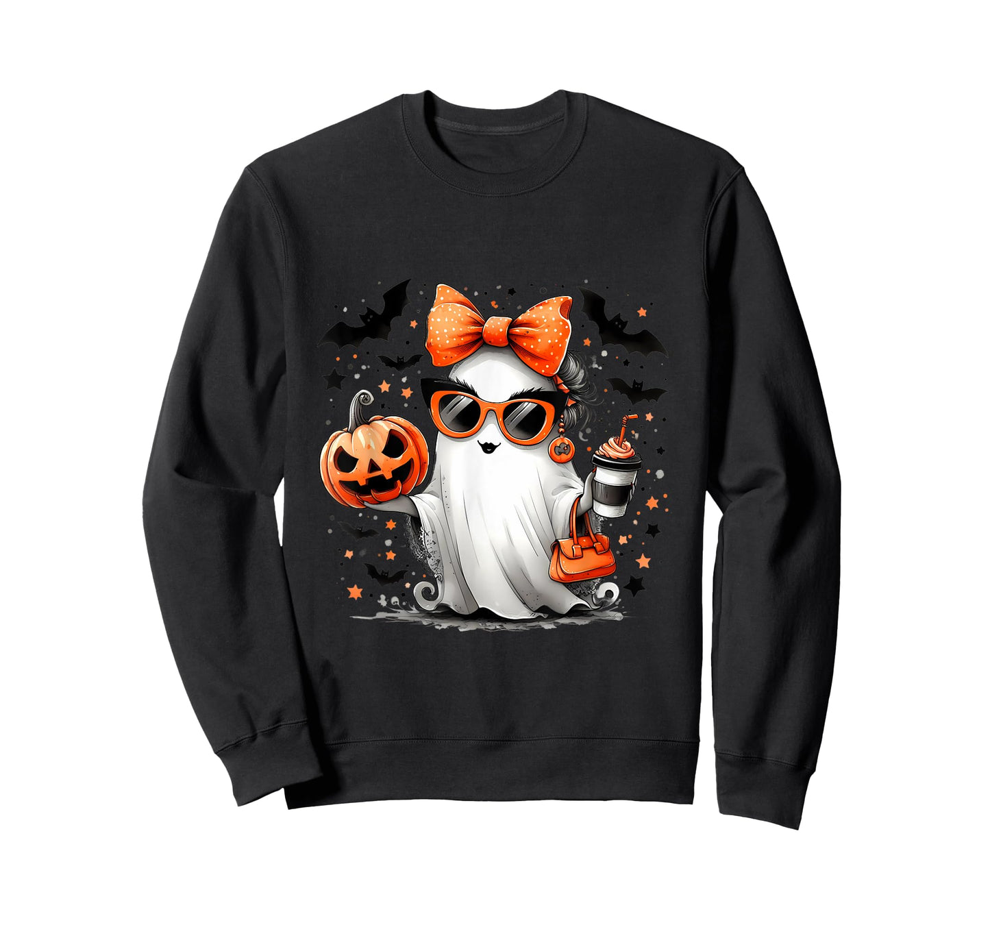 Cute Ghost Halloween Diva Cartoon Sunglasses Handbag T-Shirt