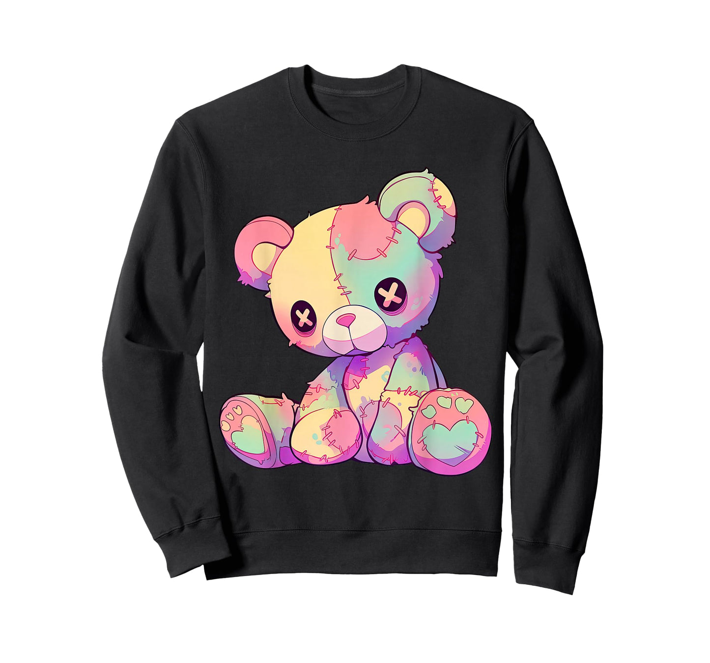 Kawaii Pastel Goth Creepy Cute Witchy Patchwork Teddy Bear T-Shirt