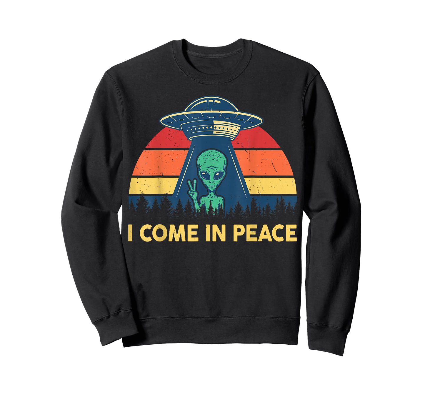 I Come In Peace Retro UFO Abduction Kid Men Women Cute Alien T-Shirt