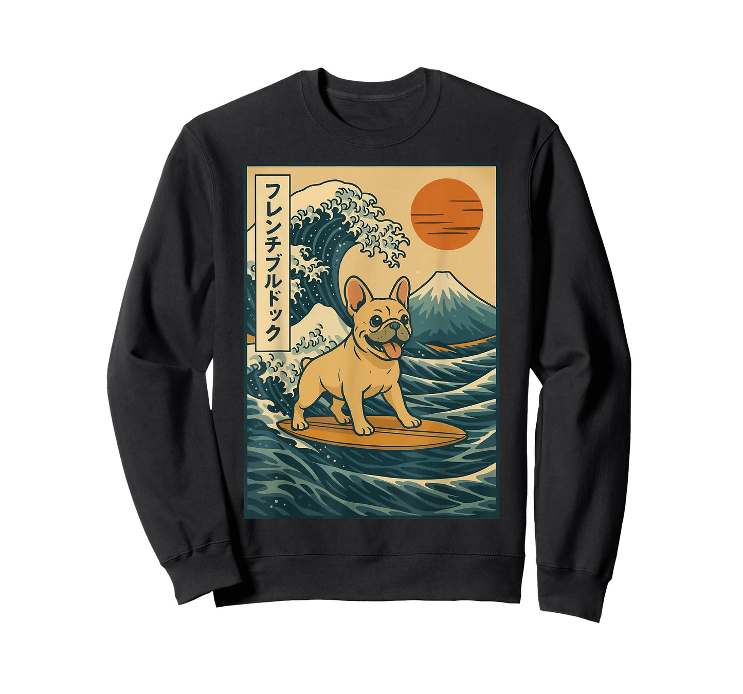 French Bulldog Surfing Japanese T-Shirt