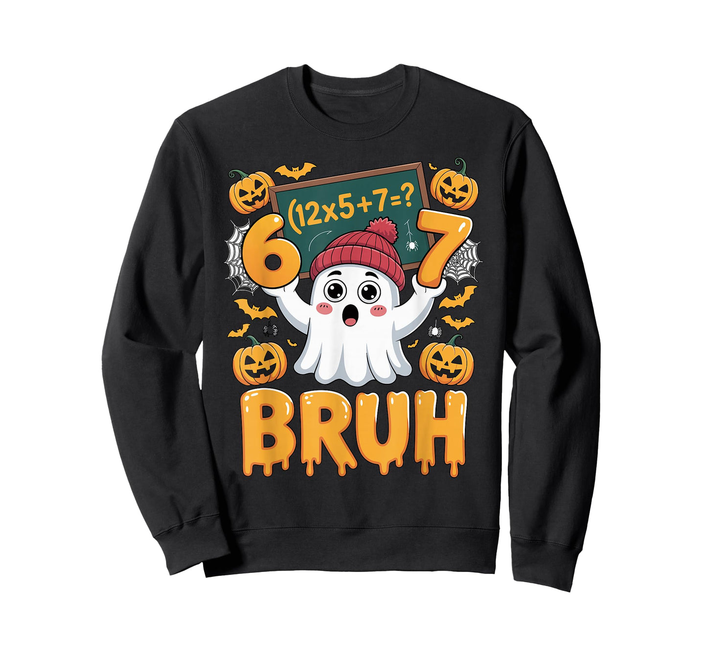 67 Teacher Halloween Ghost Six Seven Meme Math Humor Ghost T-Shirt