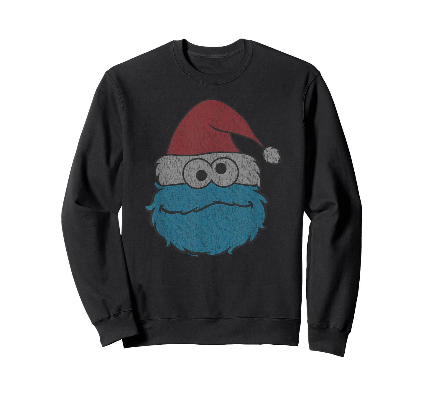 Sesame Street Cookie Monster Distressed Christmas Santa Hat T-Shirt
