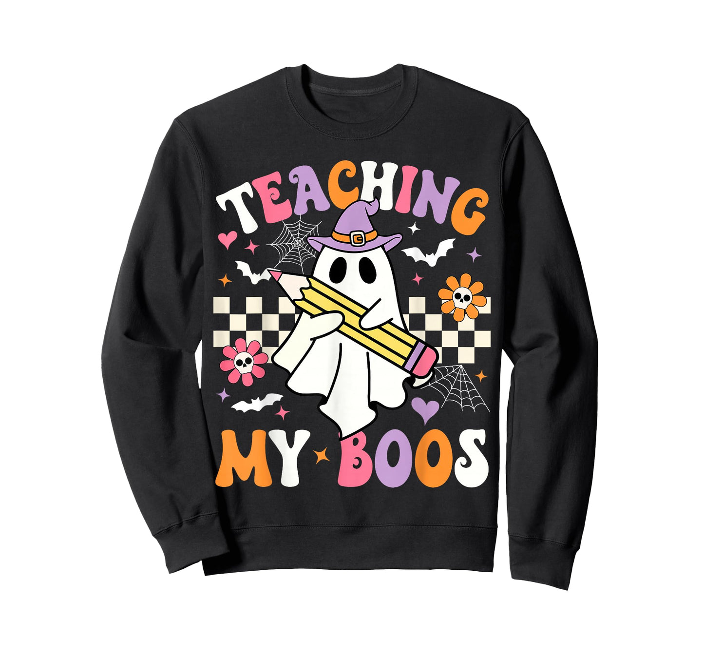 Teaching My Boos Ghost Teacher Cute Groovy Halloween Teacher T-Shirt
