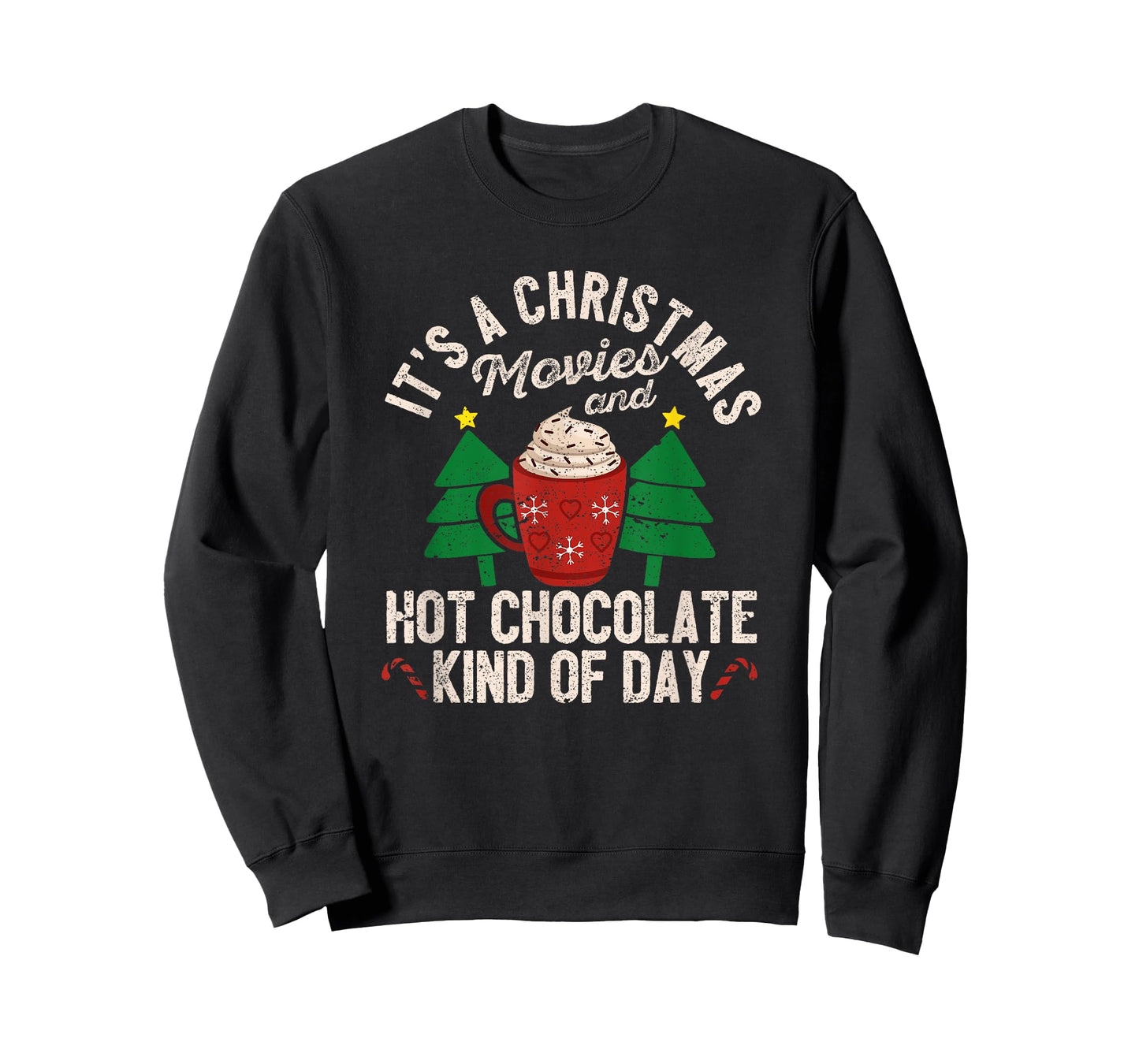 It's A Cristmas Movies And Hot Chocolate Funny Xmas PJ Movie T-Shirt