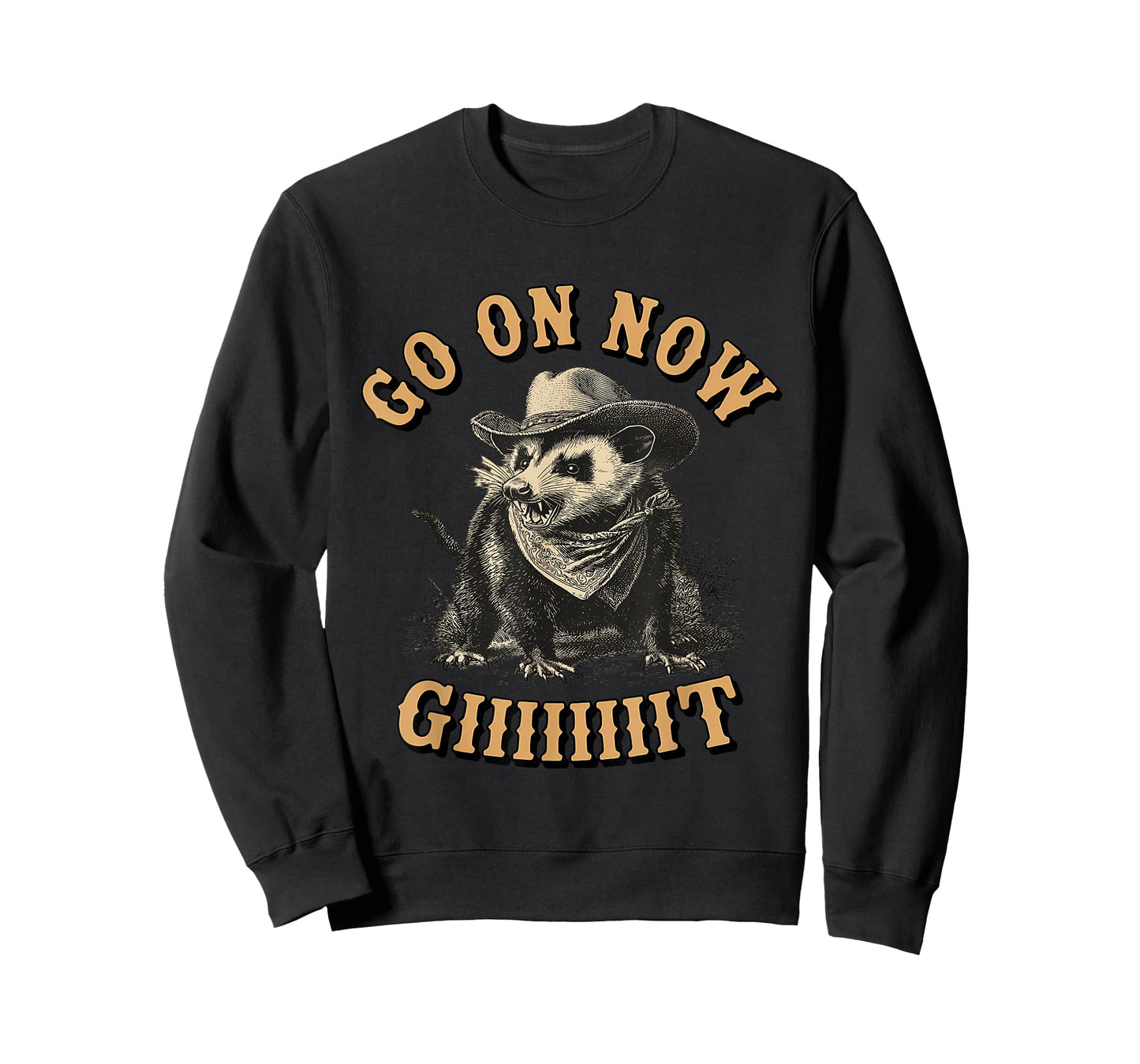 Western Country Vintage Cowboy Opossum Go On Now Git T-Shirt