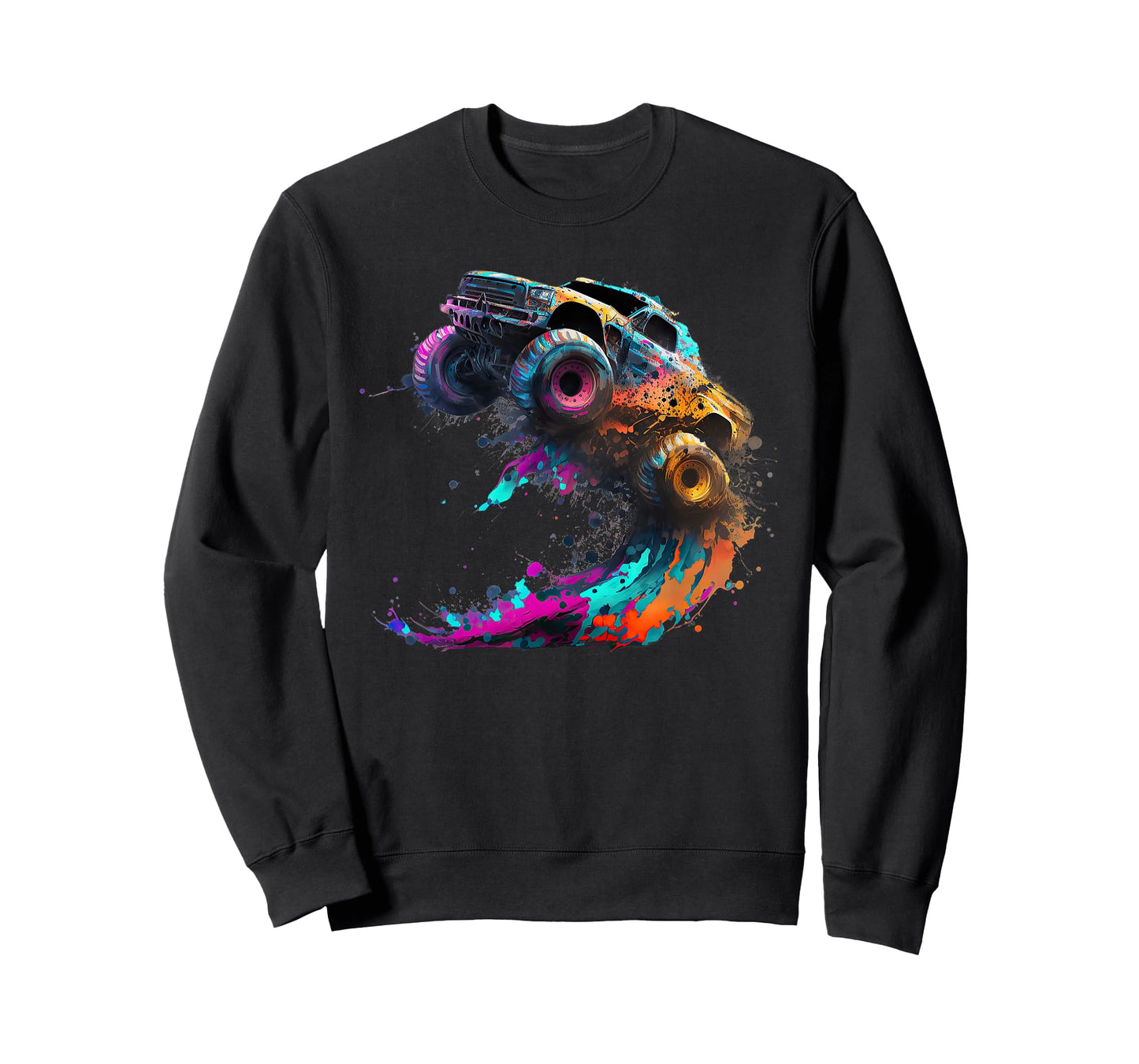 Airborne Monster Truck Jump Off Road Vehicle Colorful Dirt T-Shirt