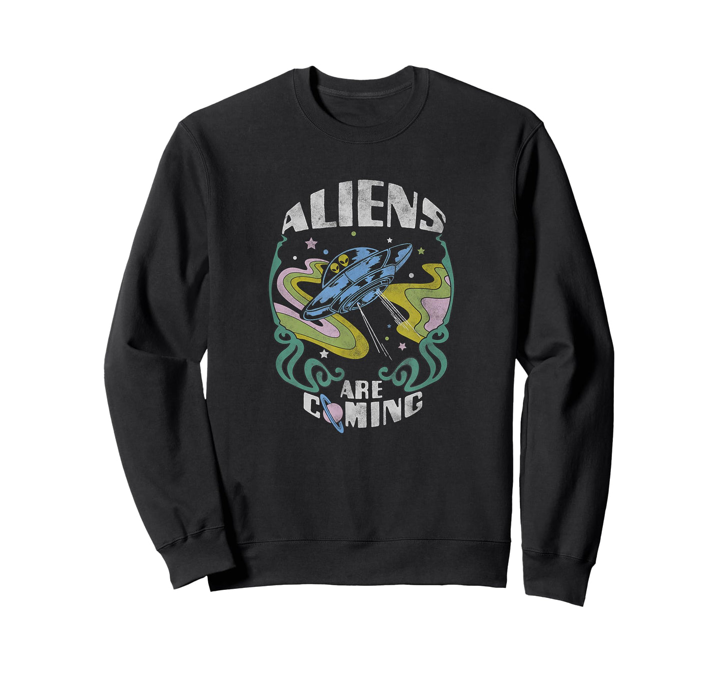 Aliens Are Coming Psychedelic Spaceship T-Shirt