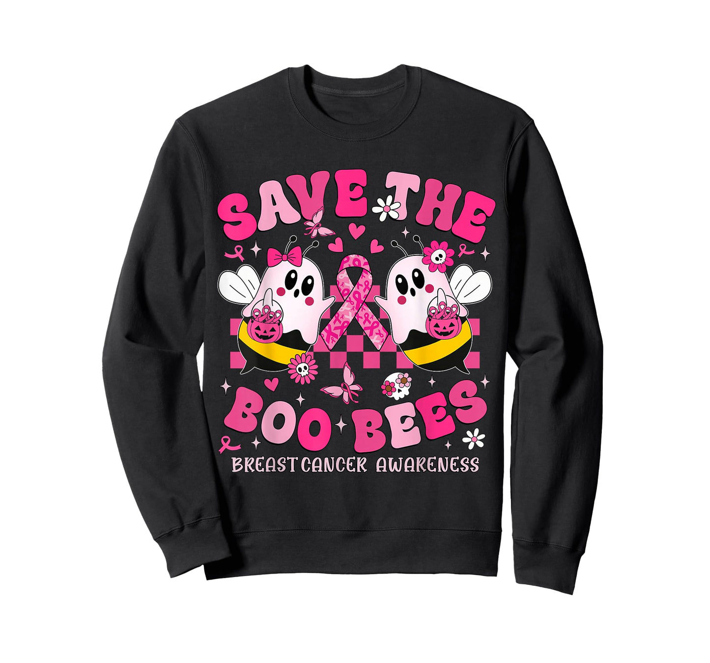 Save The Boo Ghost Bees Breast Cancer Awareness Women Girls T-Shirt