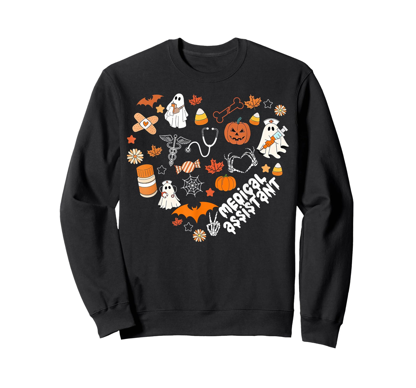 Heart Halloween Medical Assistant CMA Nursing Spooky Ghost T-Shirt