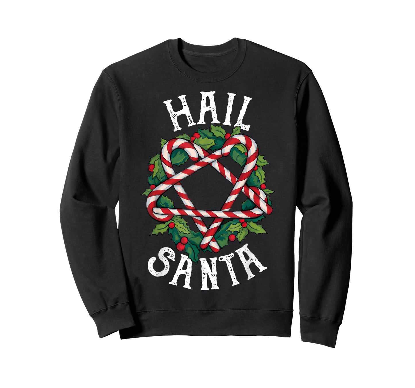 Hail Santa Candycane Pentagram Gothmas Funny Goth Christmas T-Shirt