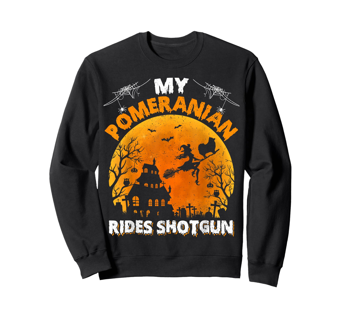 My Pomeranian Ride Shotgun Funny Pomeranian Dog Halloween Men Women Kids T-Shirt