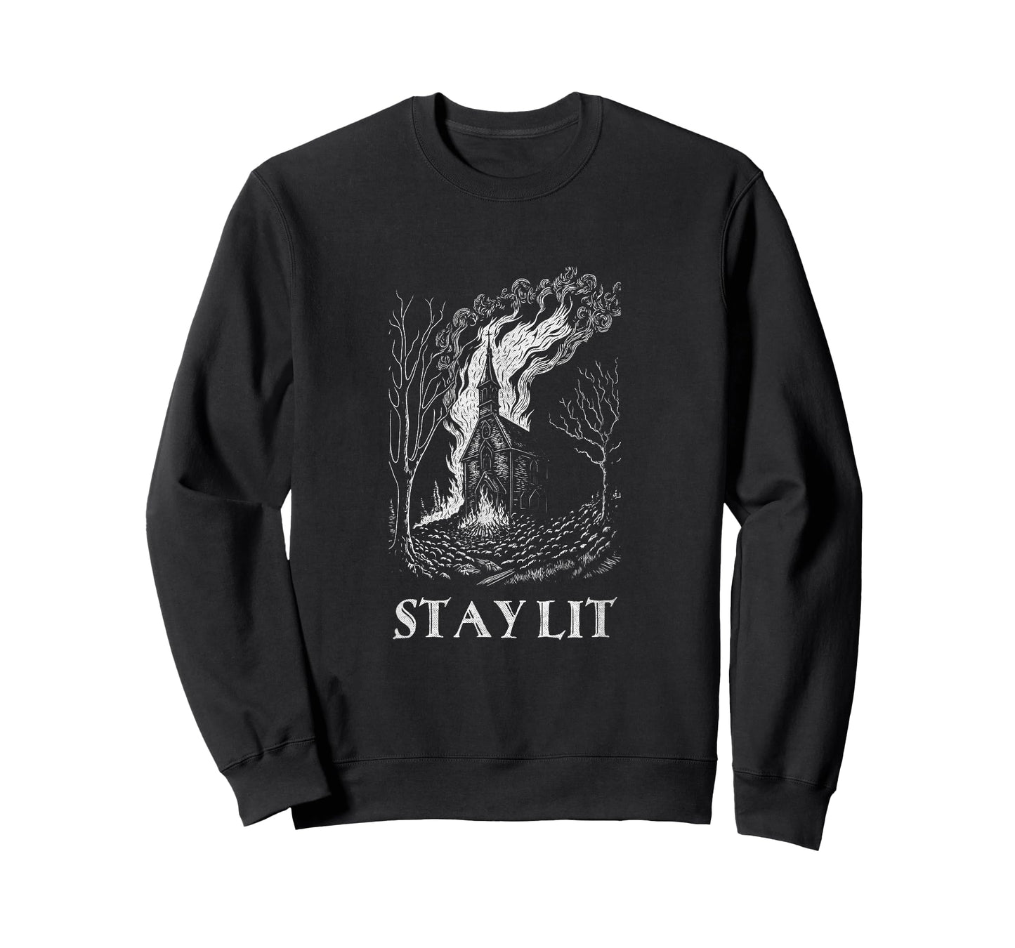 Occult Atheist Burn Church Stay Lit Satan Devil Grunge T-Shirt