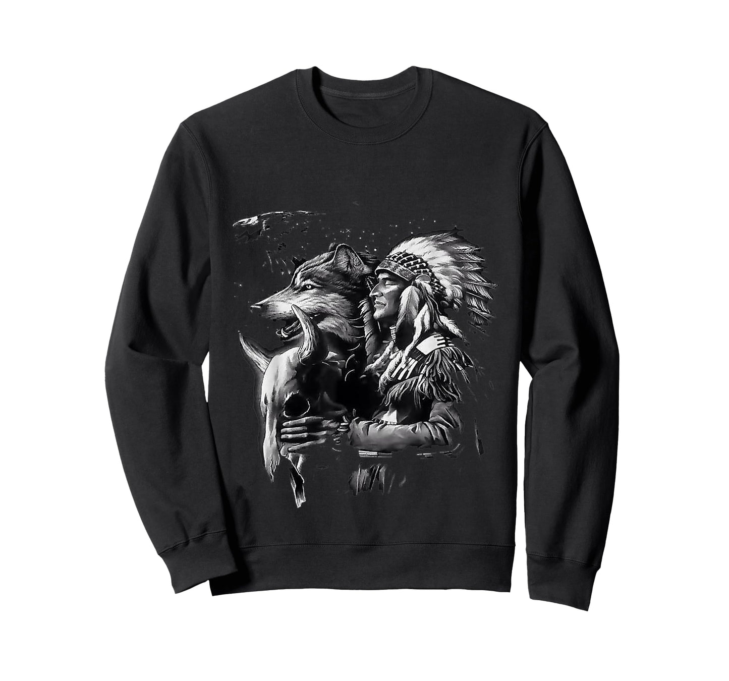 Wolf with native American Indians T-Shirt