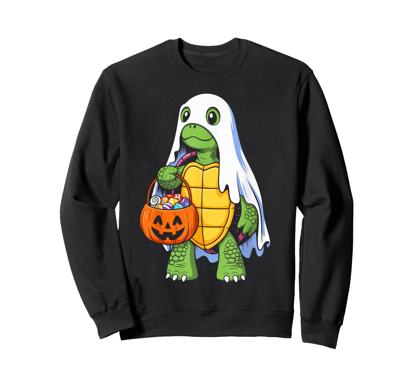 Cute Sea Turtle in Ghost Pumpkin Candy Halloween Costume T-Shirt