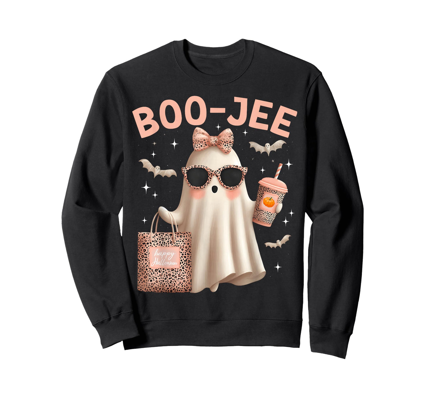 Coquette Leopard Ghost Coffee Boo-JEE Boujee Ghost Halloween T-Shirt
