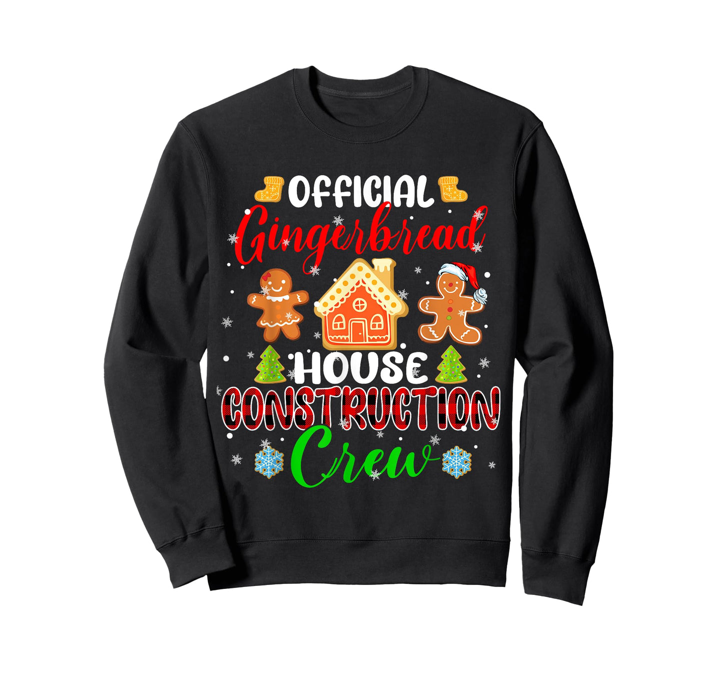 Official Gingerbread House Construction Crew Xmas Red Plaid T-Shirt