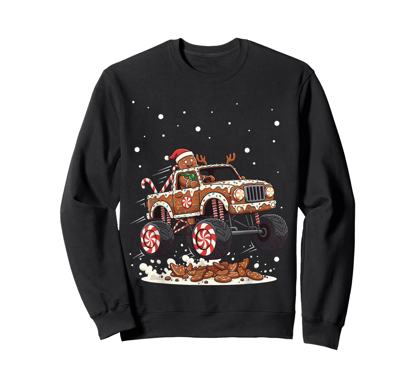 Monster Trucks Gingerbread Man Christmas Cookie Crush T-Shirt