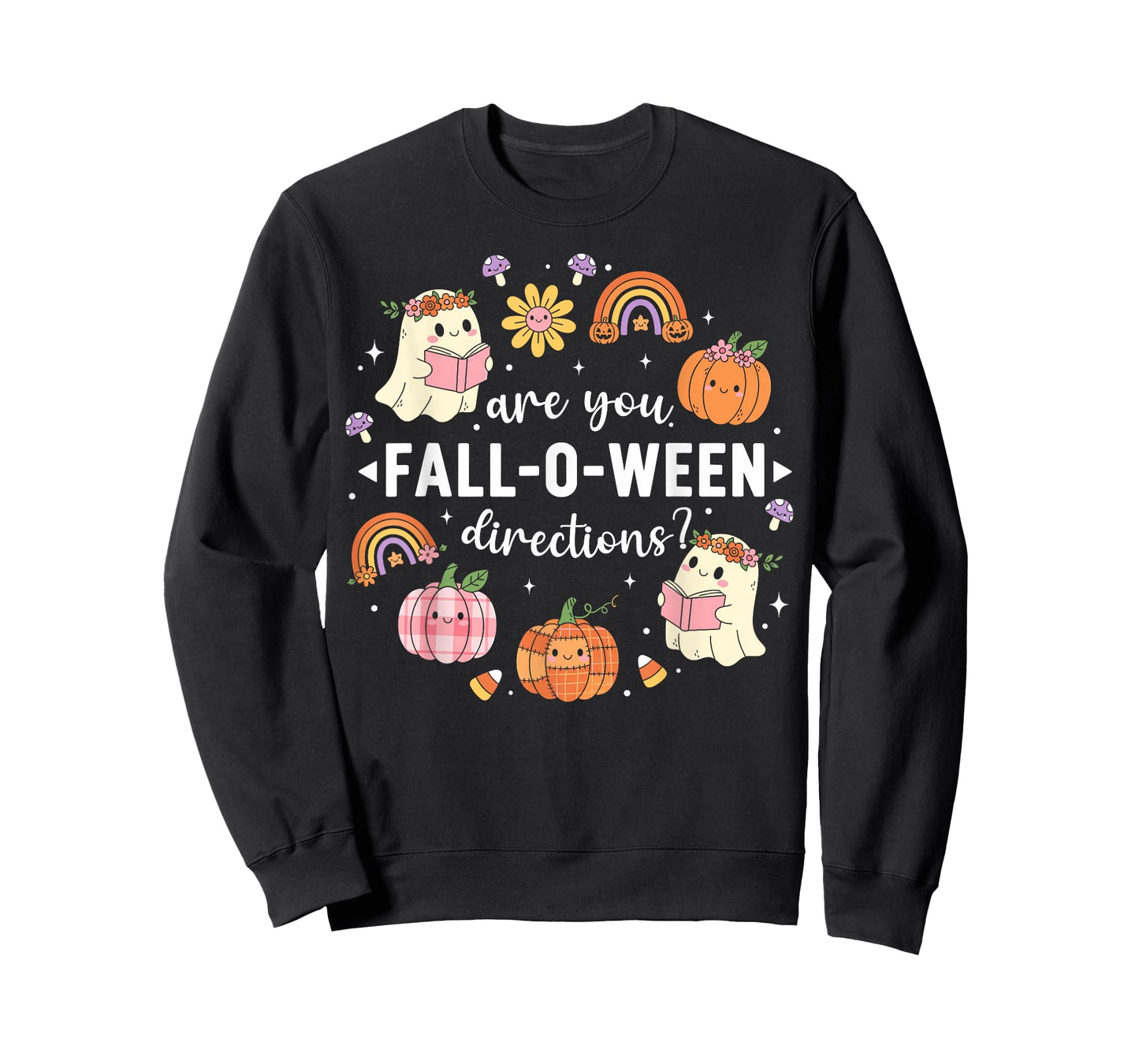 Retro are You Fall O Ween Directions Teacher Halloween Ghost T-Shirt