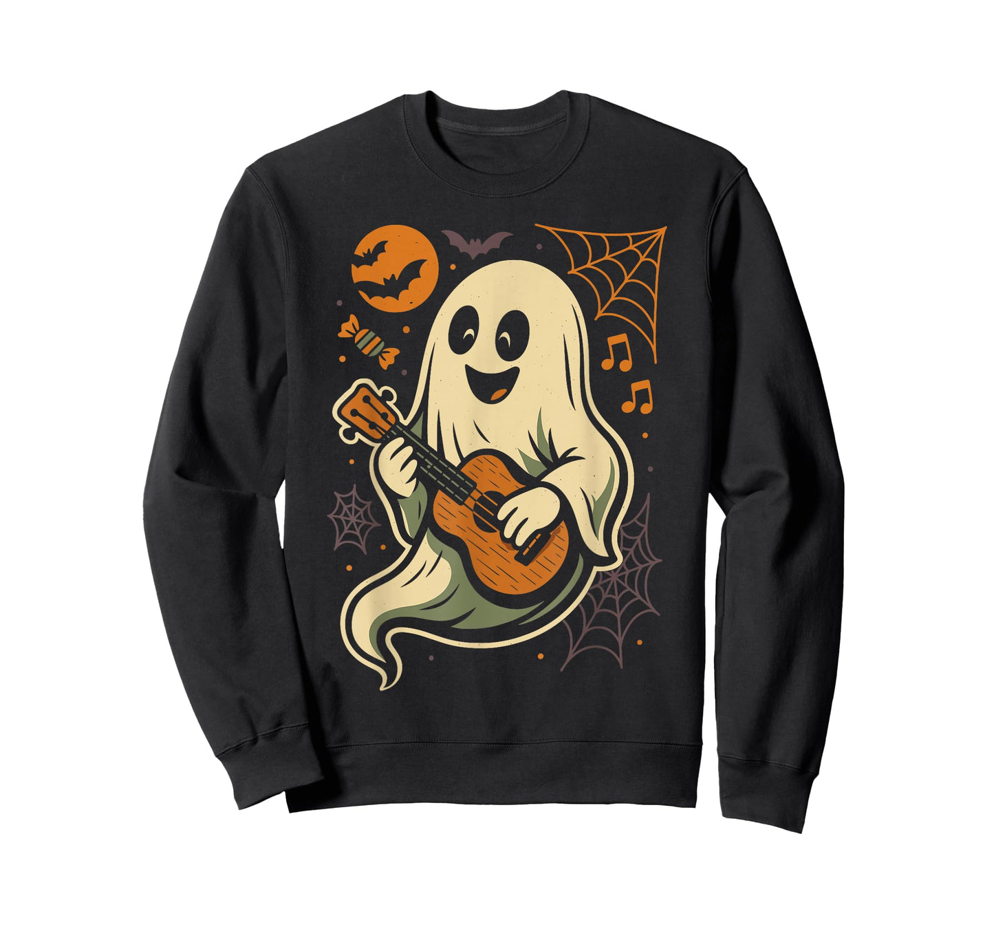 Hawaiian Ukulele Uke Halloween Ghost T-Shirt