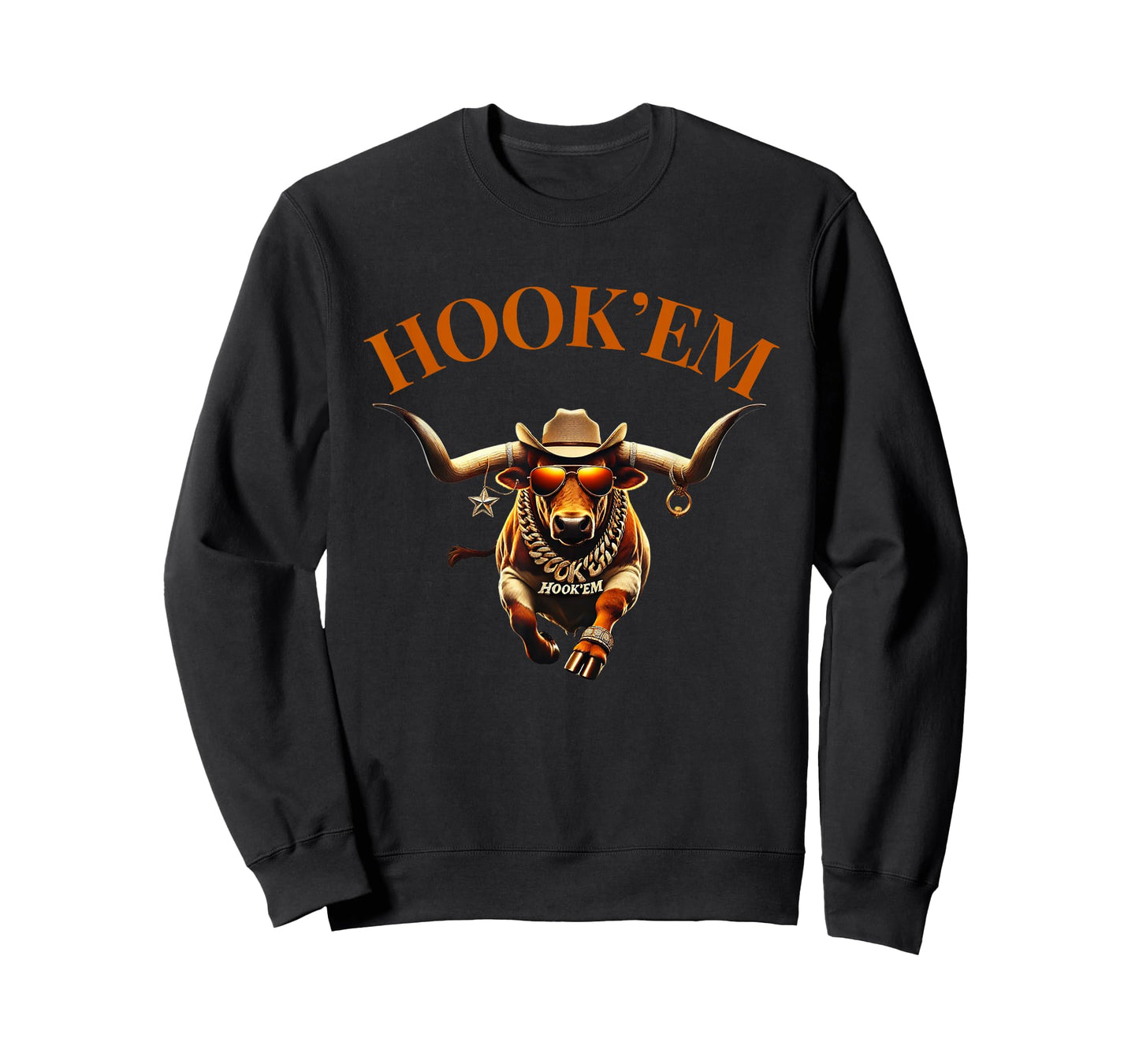 Hook'em Bull with Cowboy hat and Glasses T-Shirt