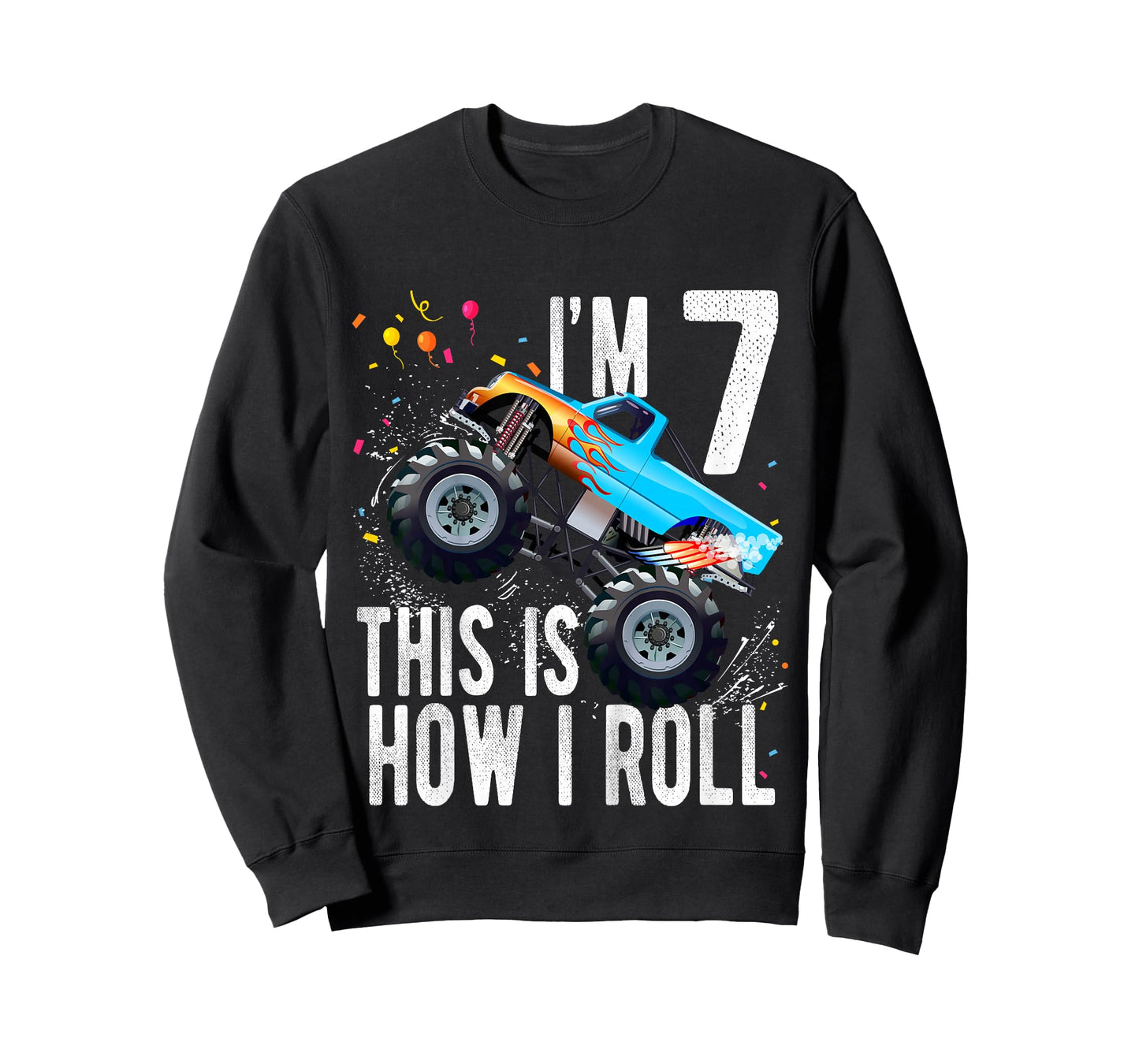 Kids 7 Year Old Shirt 7th Birthday Boy Monster Truck Car T-Shirt