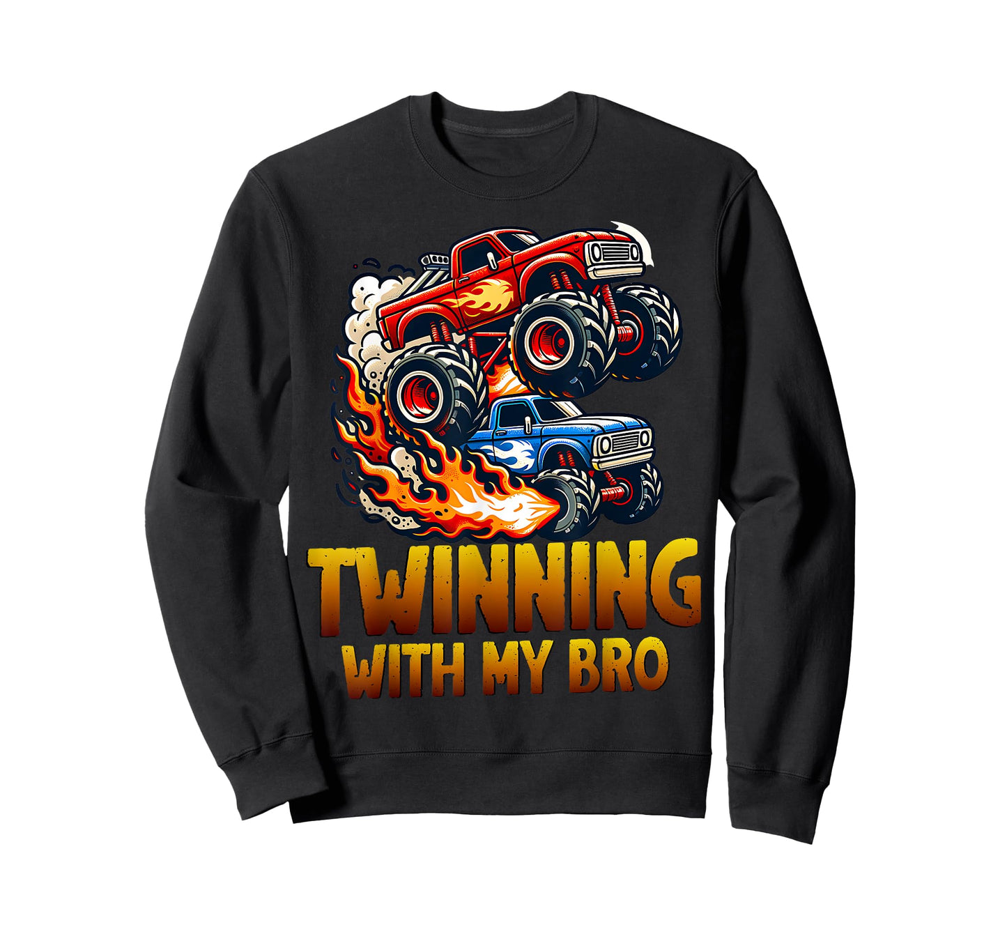 Twinning With My Bro Monster Trucks Twin Boys Matching Kids T-Shirt