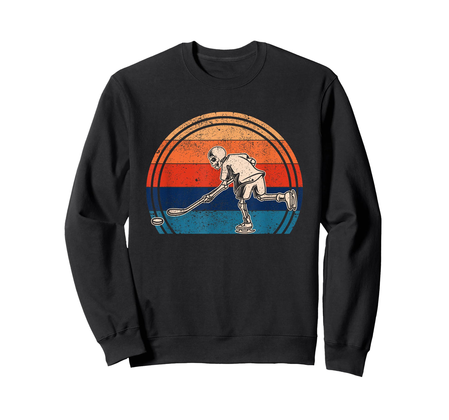 Pumpkin Skeleton Ice Hockey Halloween Winter Sports Player T-Shirt