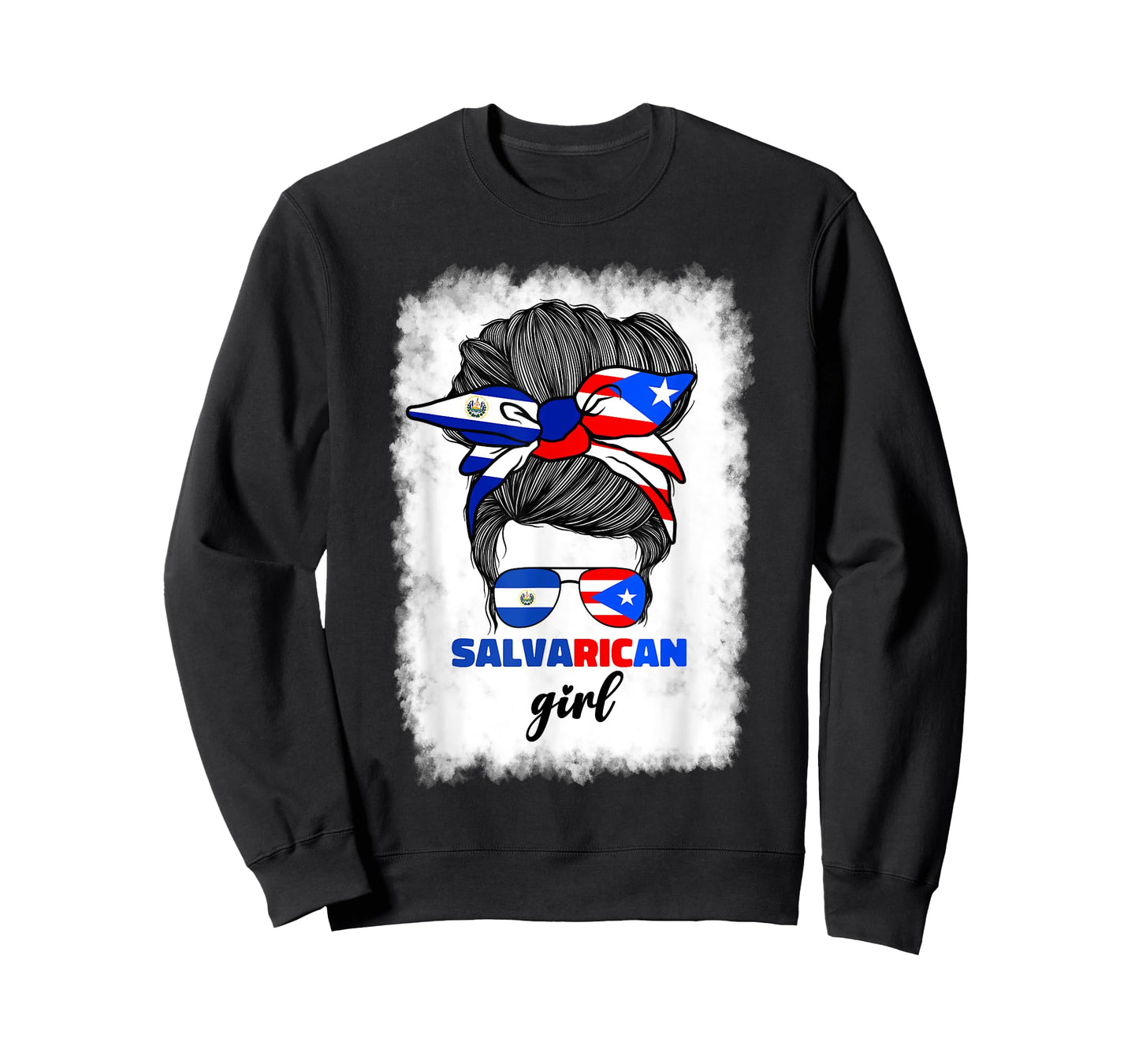 Half Salvadorian And Puerto Rican Rico El Salvador Flag Gril T-Shirt