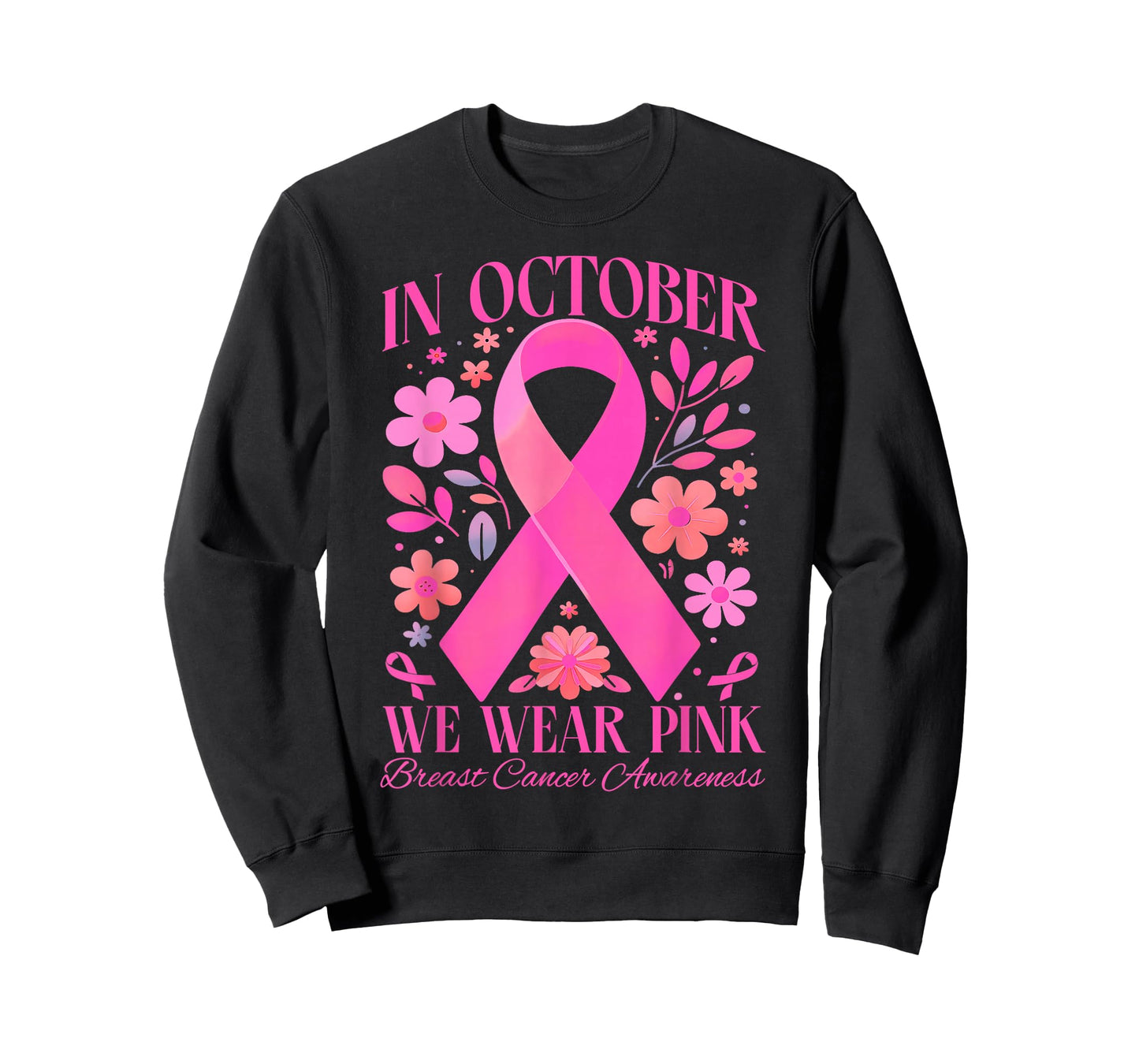 In October We Wear Pink Retro Groovy Breast Cancer Awareness T-Shirt