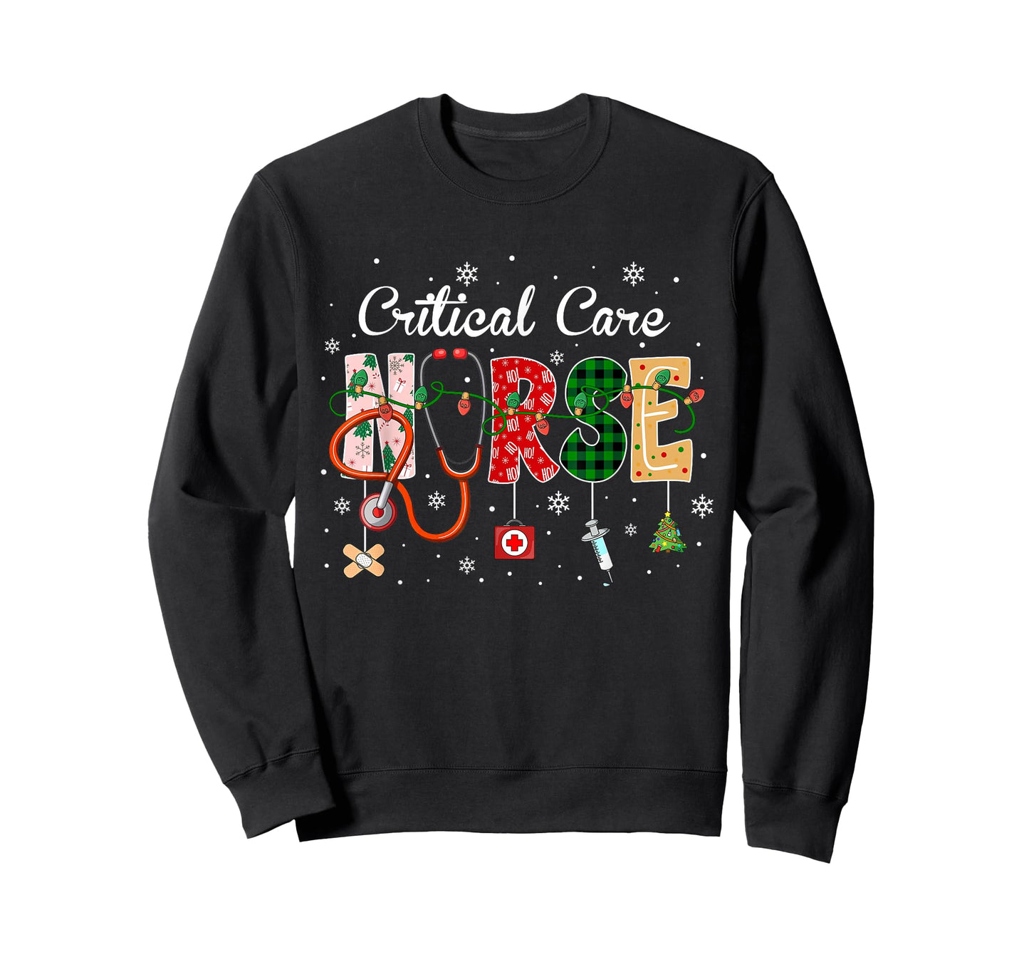 Critical Care Nurse Stethoscope Xmas Tree Cute Christmas T-Shirt