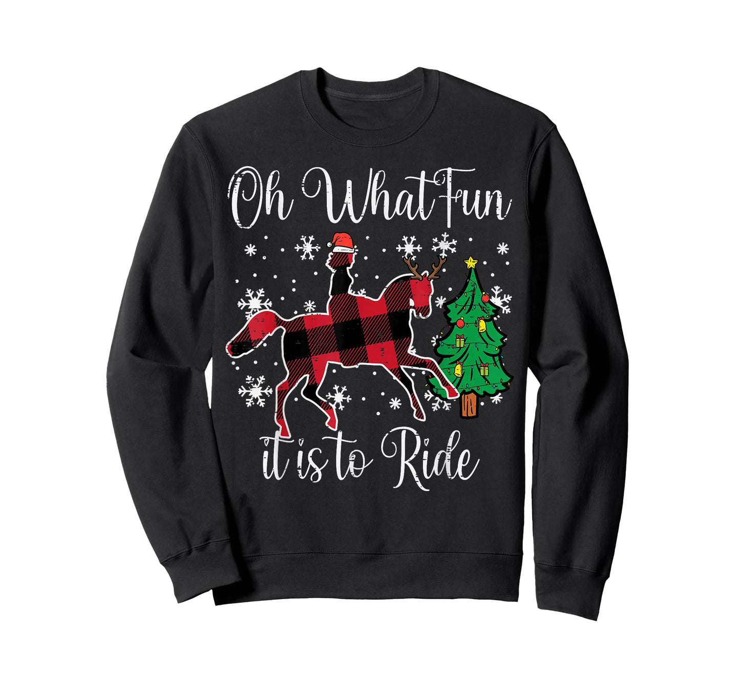 Horse Oh What Fun It Is To Ride Christmas Xmas Girls Women T-Shirt