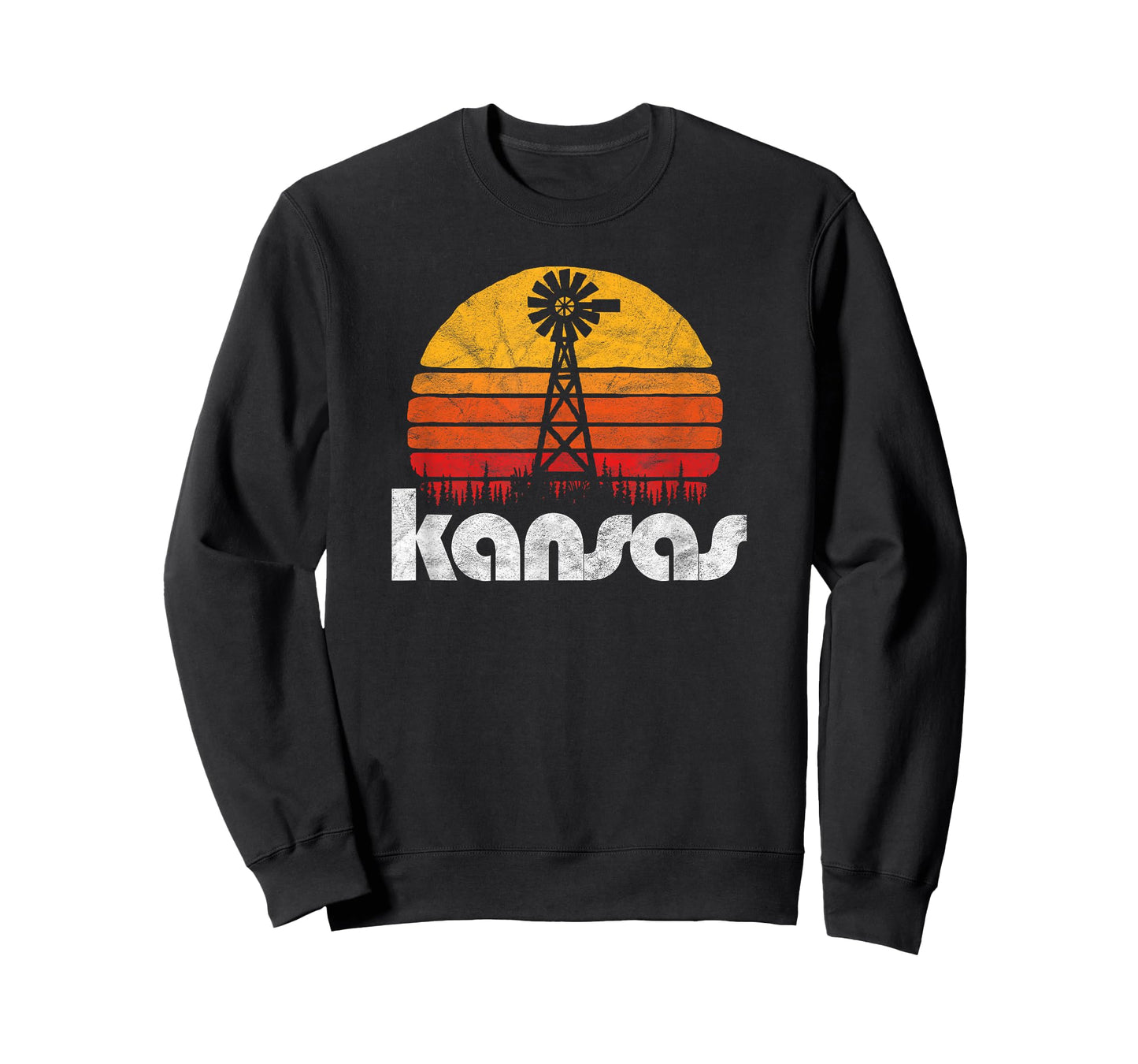 Vintage Kansas Distressed 80's Sun & Windmill Graphic T-Shirt