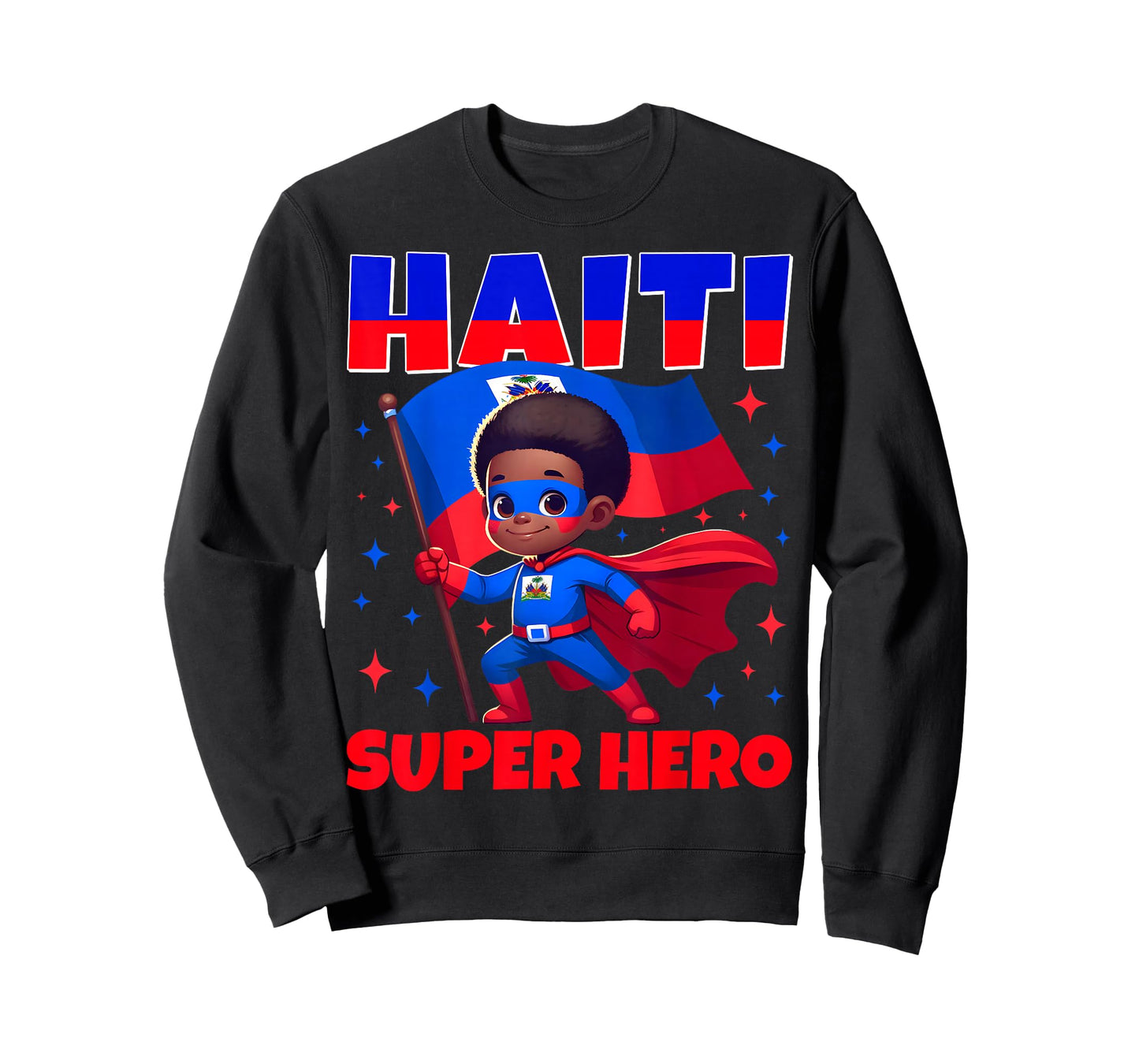 Haiti Super Hero Haiti Flag Melanin for Black Boys Kids T-Shirt