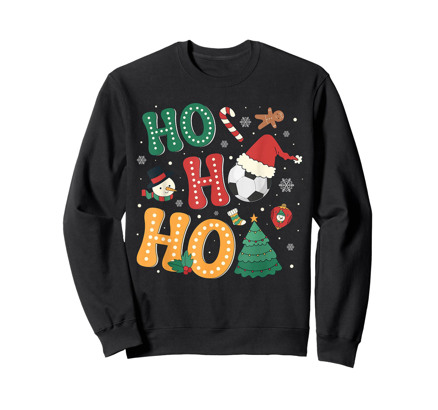 Ho Ho Ho Soccer Sport Balls Christmas Tree Lights Apparel T-Shirt