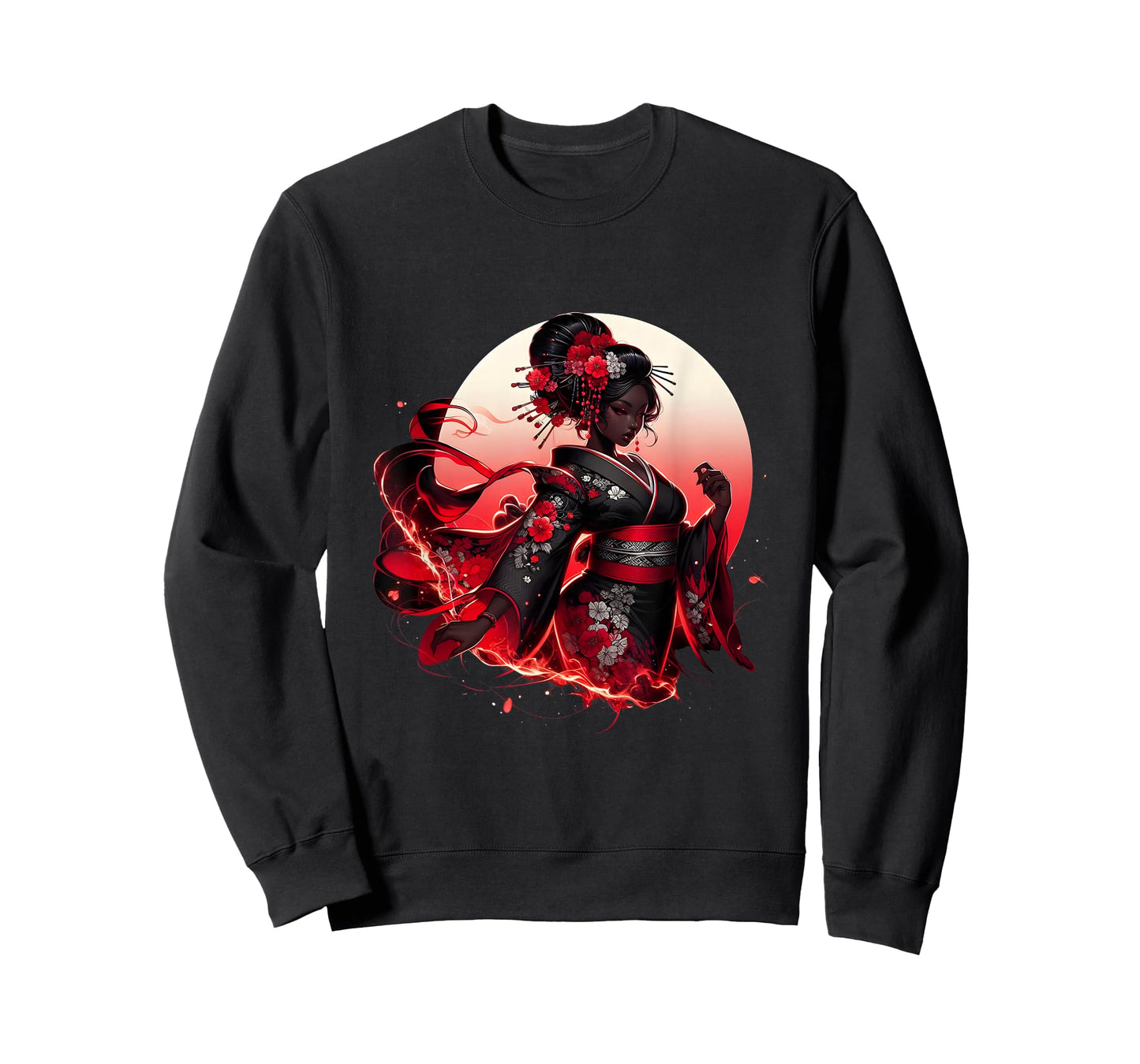 Black Woman Black Cat Women Japanese Anime Samurai Girl T-Shirt
