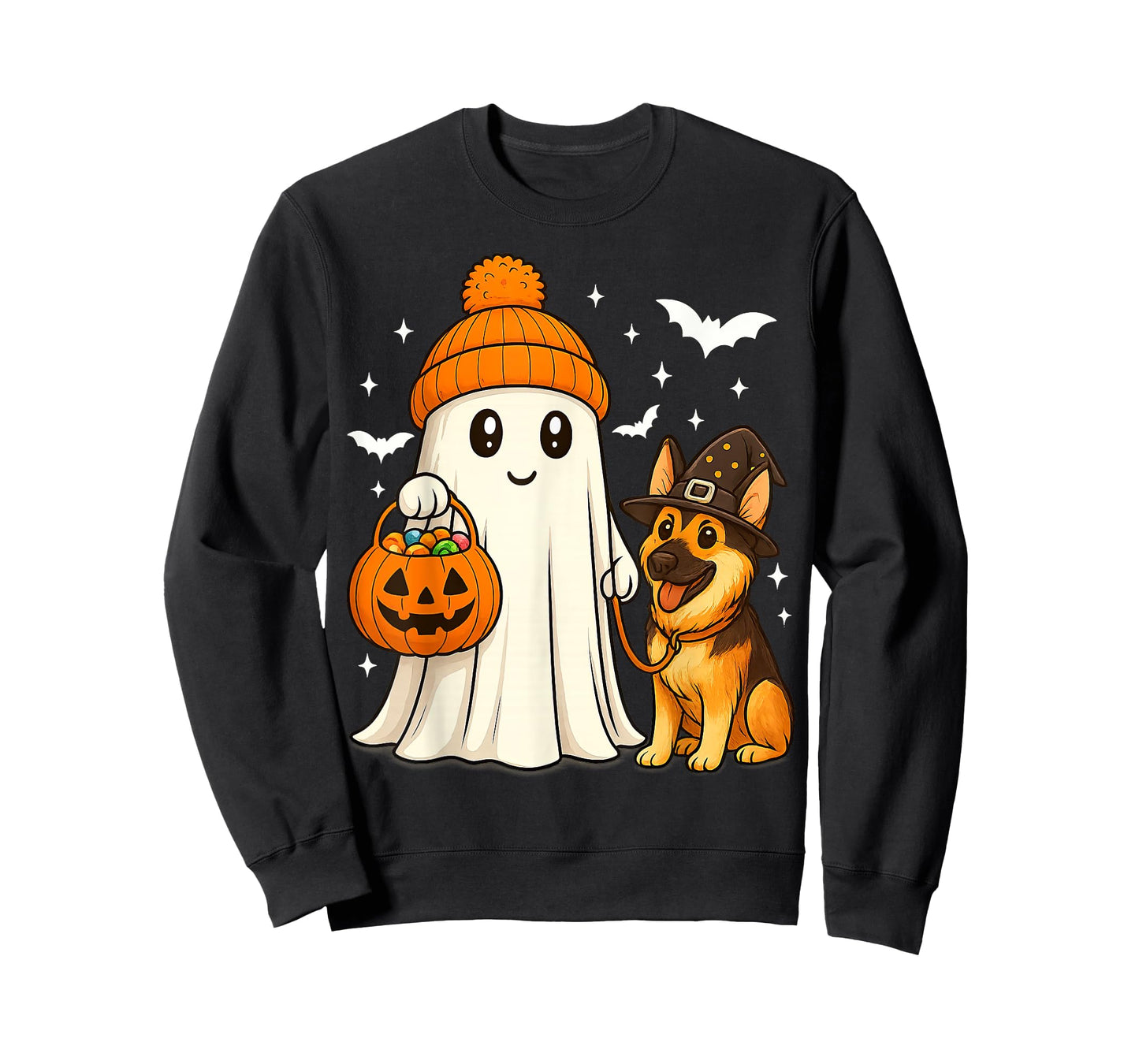 Ghost German Shepherd Dog Walking Halloween Spooky Costume T-Shirt