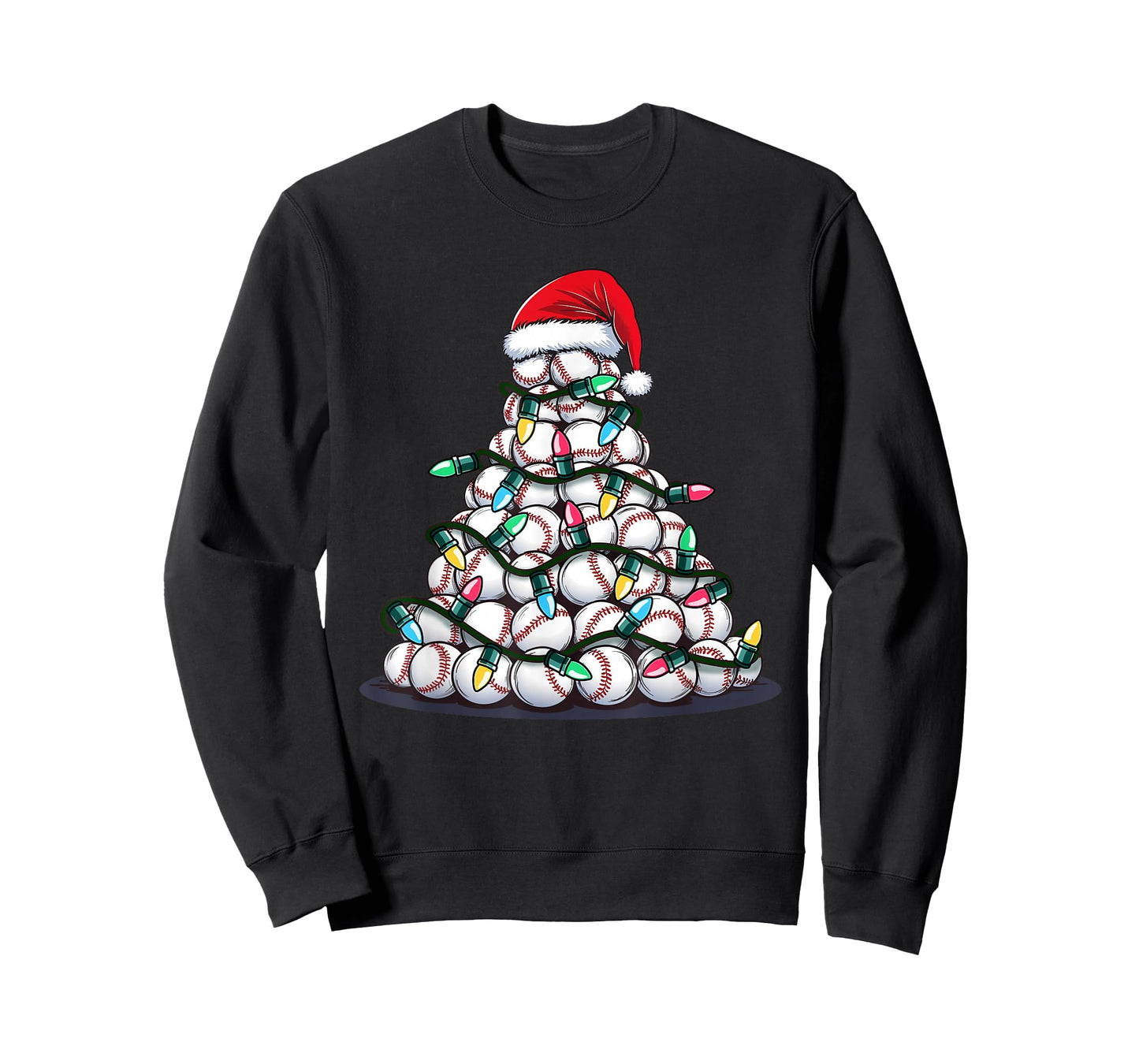 Baseball Christmas Tree Men Boys Youth Santa Sports T-Shirt