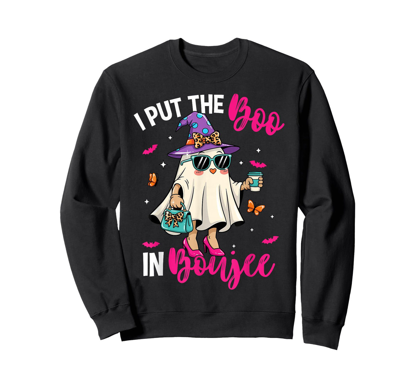 Spooky Ghost Pink I Put The Boo in Boujee Boo-Jie Halloween T-Shirt
