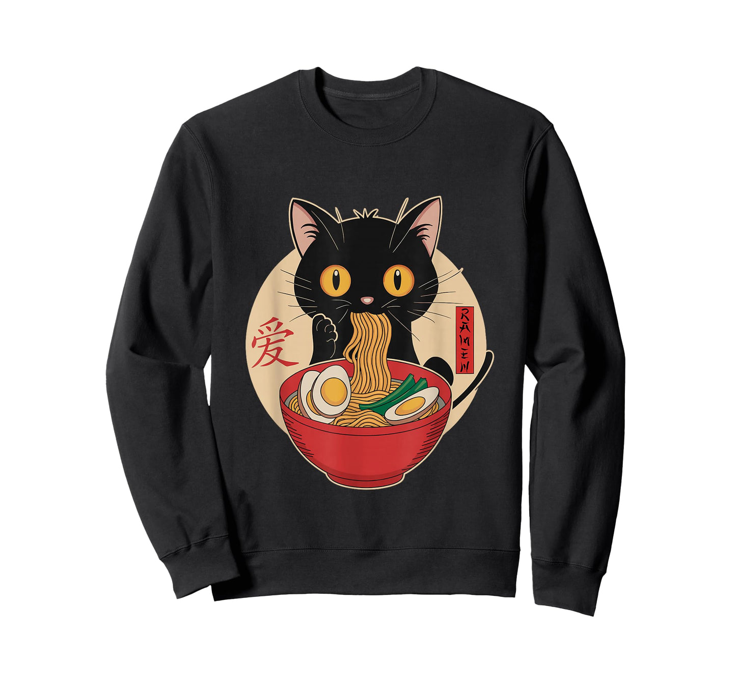 Cat Eating Ramen Noodles Funny Kawaii Japanese Anime cat T-Shirt