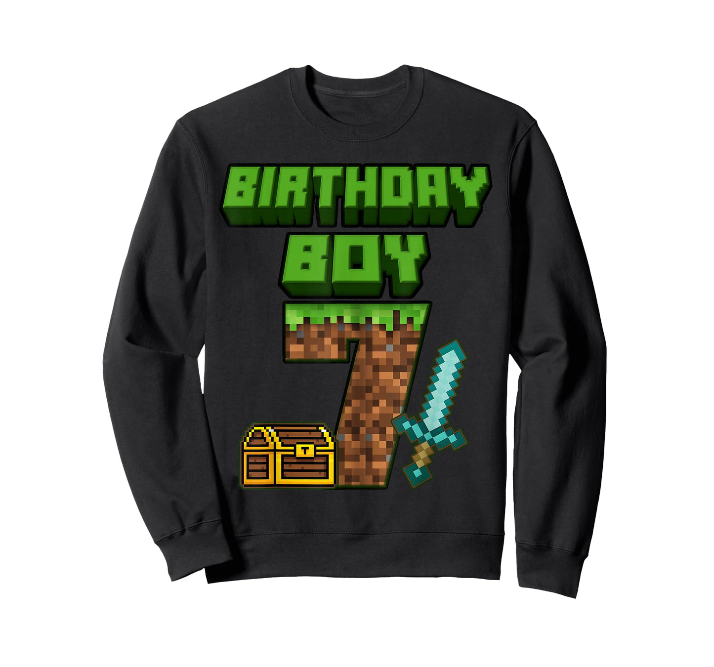 7 Year Old BDay Decorations 7th Birthday Boy Game Pixel T-Shirt