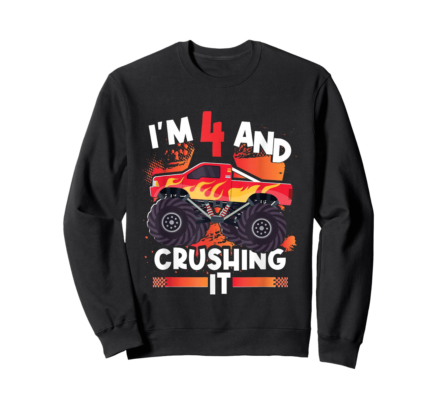 4 And Crushing It Monster Truck 4th Birthday Kids Girl Boy T-Shirt