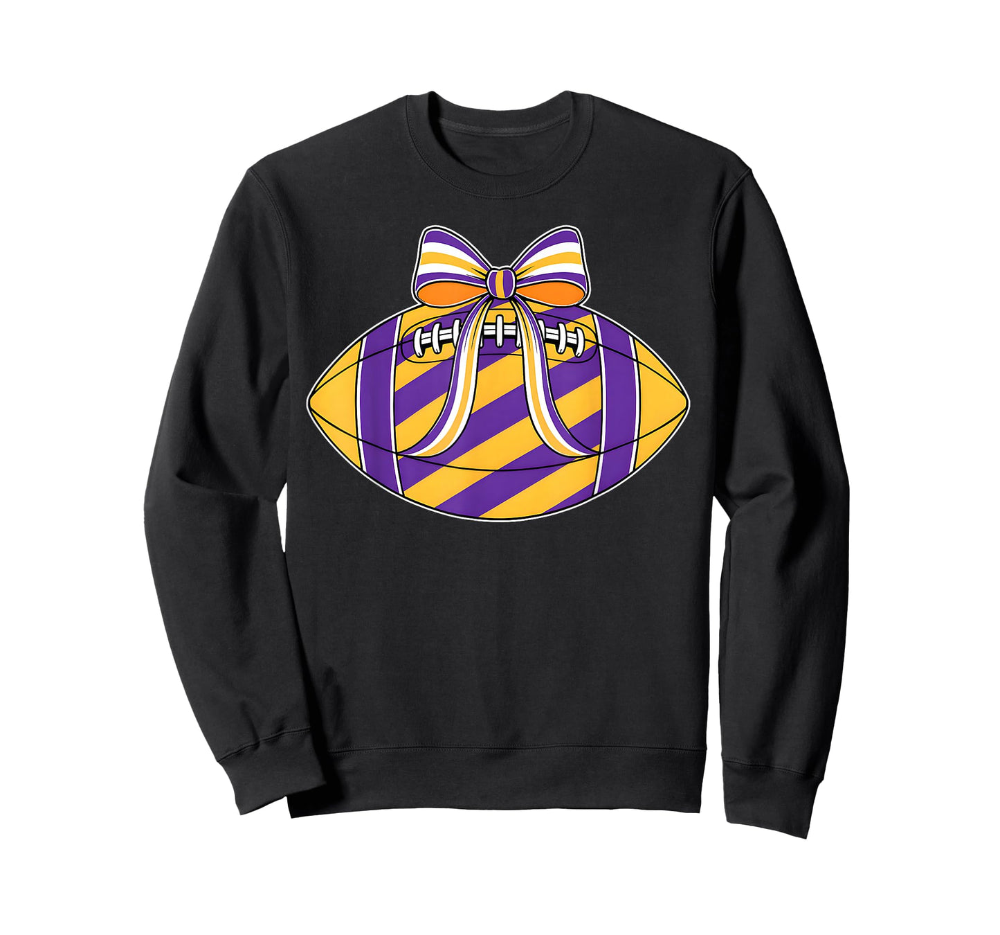 Purple Yellow Football Coquette Bow Game Day Football Mom T-Shirt