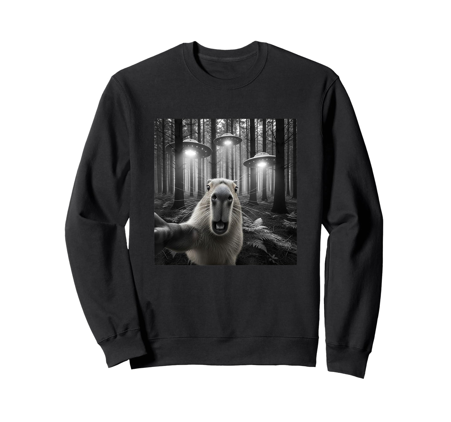 Funny Capybara Selfie with Alien UFO for Men Women Kid T-Shirt