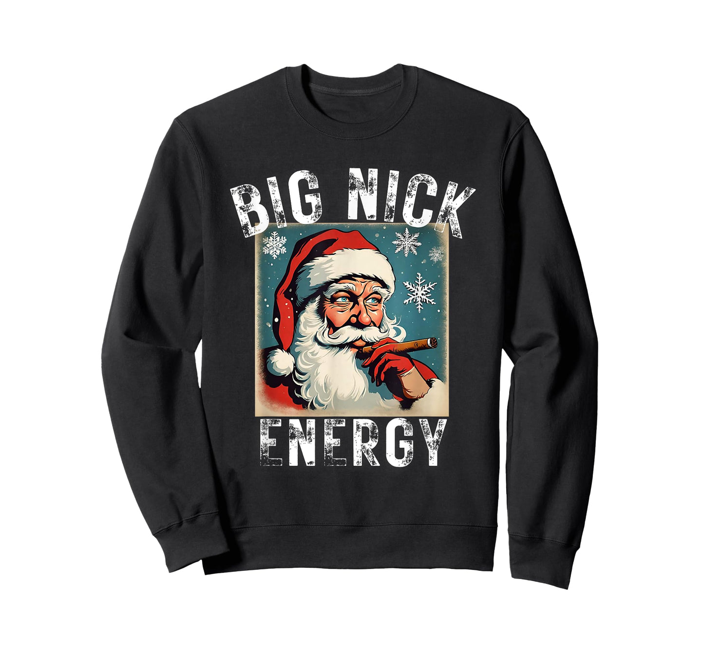 Big Nick Energy Funny Christmas Vintage Santa Smoking Cigar T-Shirt