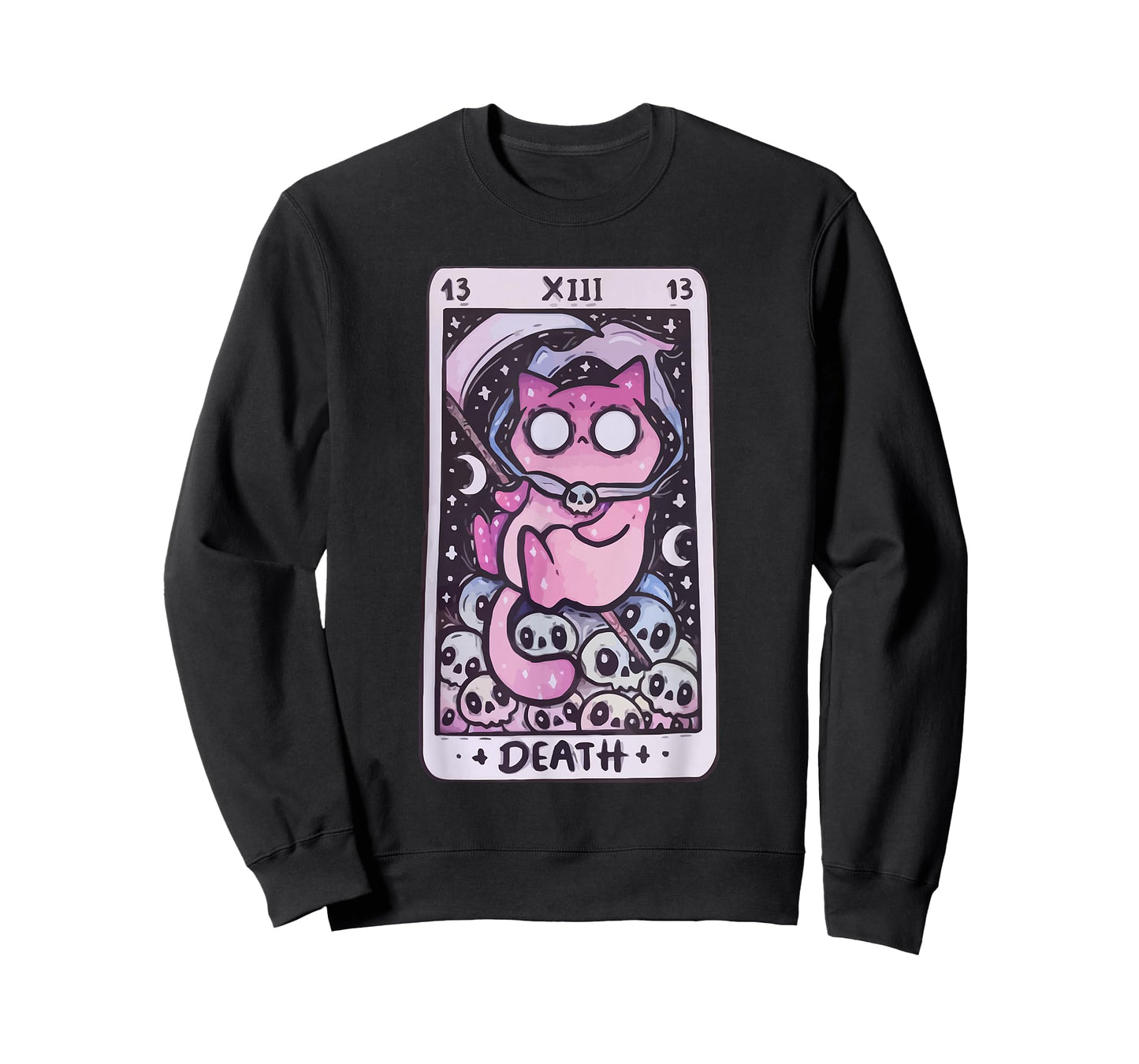 Kawaii Pastel Goth Art the Death Tarot Cute Cat Creepy Art T-Shirt