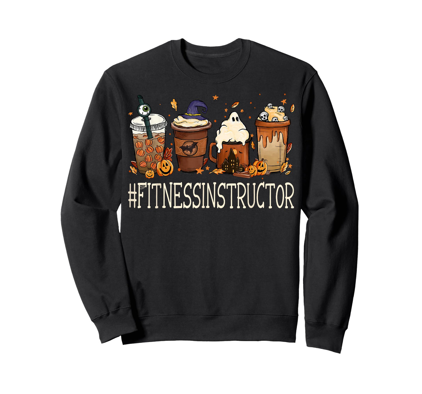 Fitness Instructor Horror Coffee Halloween Pumpkin Autumn T-Shirt