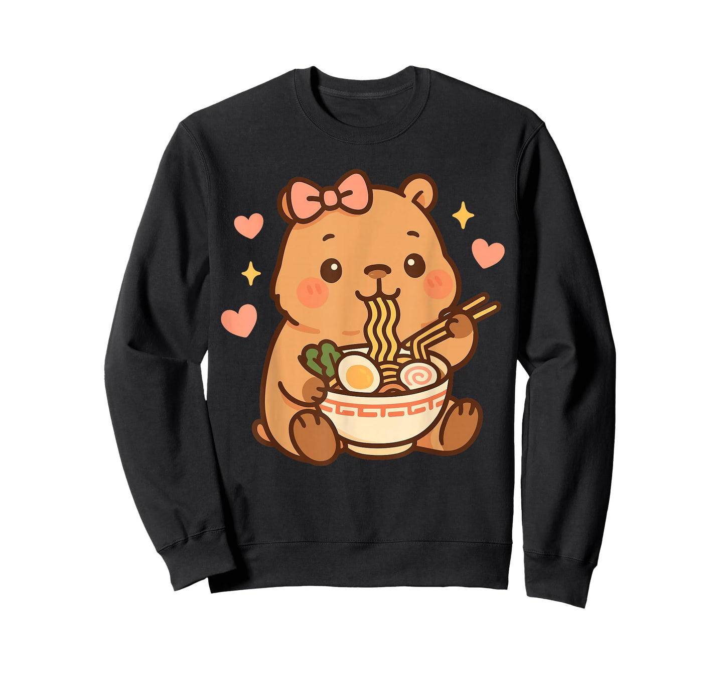 Cute Capybara Eating Ramen, Kawaii Japanese Noodle Bowl T-Shirt